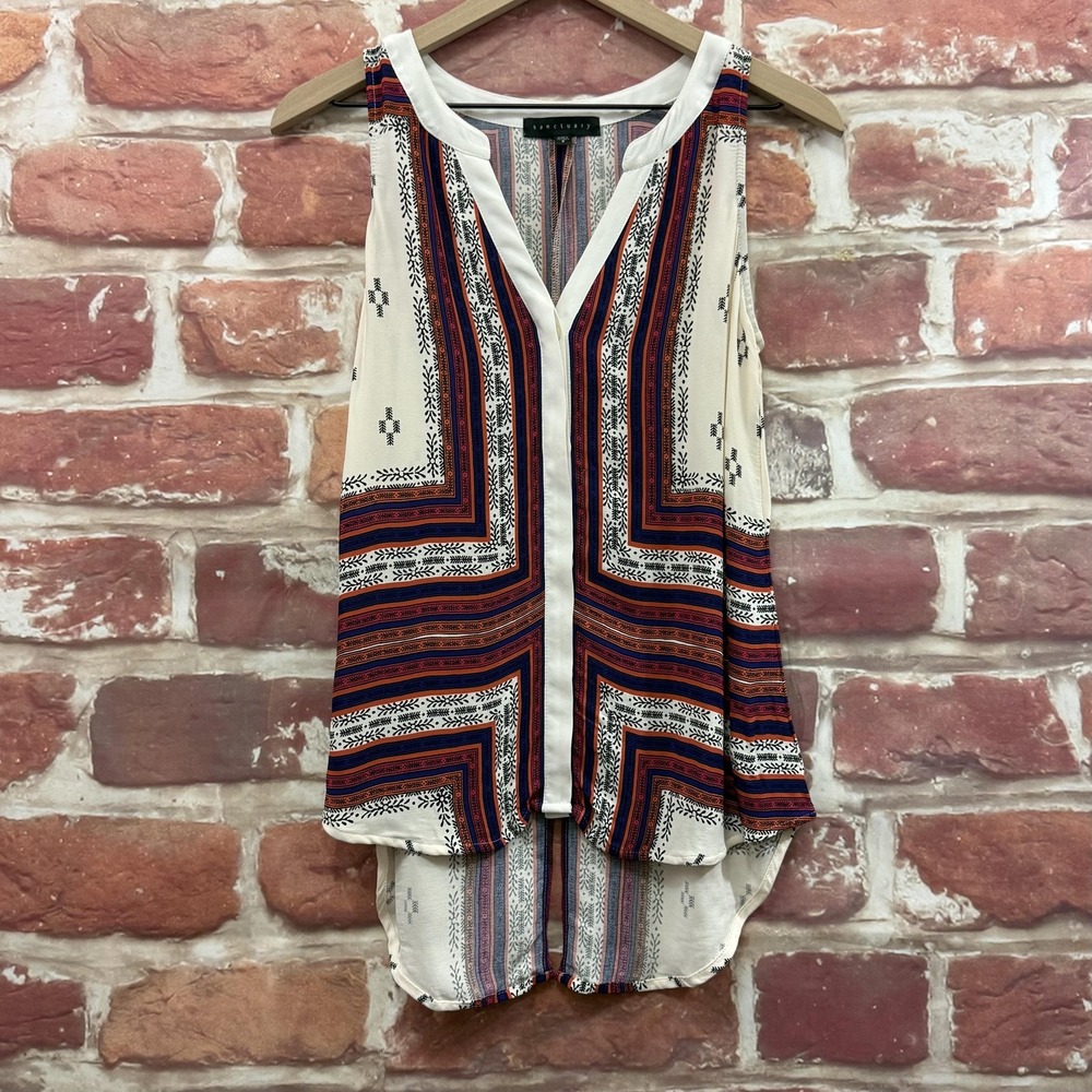Anthropologie Sanctuary Top Womens S Multicolor Boho Striped Abstract Tank Shirt